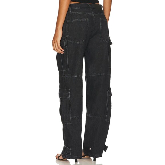 GRLFRND The Lex Cargo Jeans Size 24 black South point cotton low rise denim - Picture 4 of 14